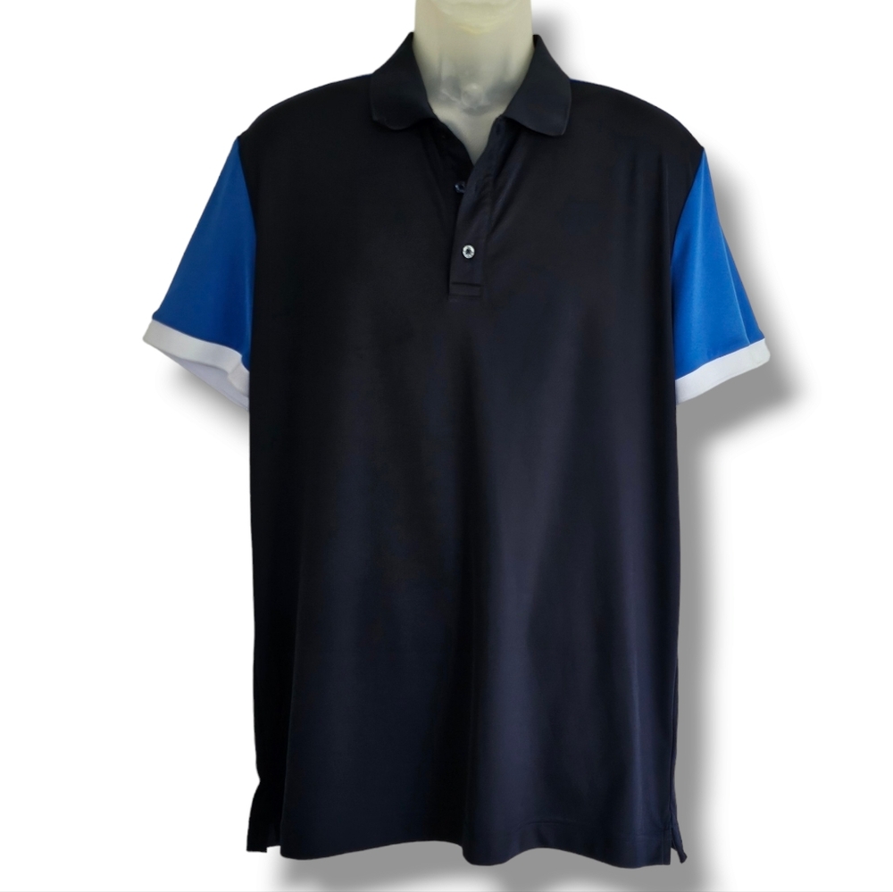 J. Lindeberg Roy Slim Fit Golf Polo Mens‎ Size XXL Navy Blue Grey Short Sleeve